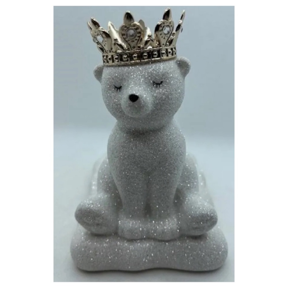 NEW Bath & Body Works Royal Polar Bear Gold Crown Glitter Hand Soap Holder